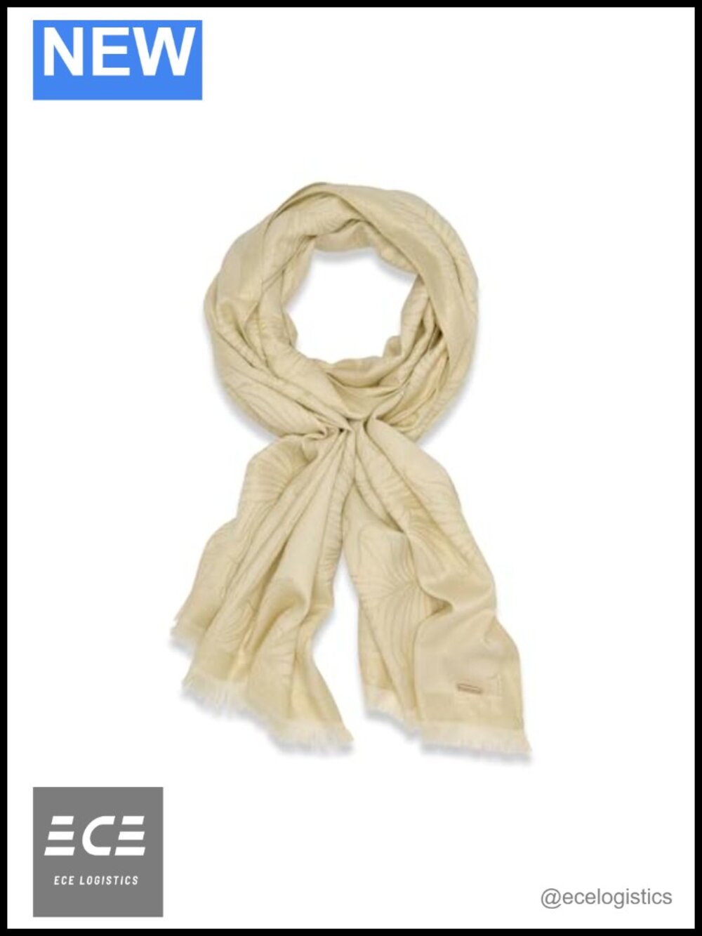 Floral Lurex Wrap Scarf One Size Eyelash Fringe Shawl